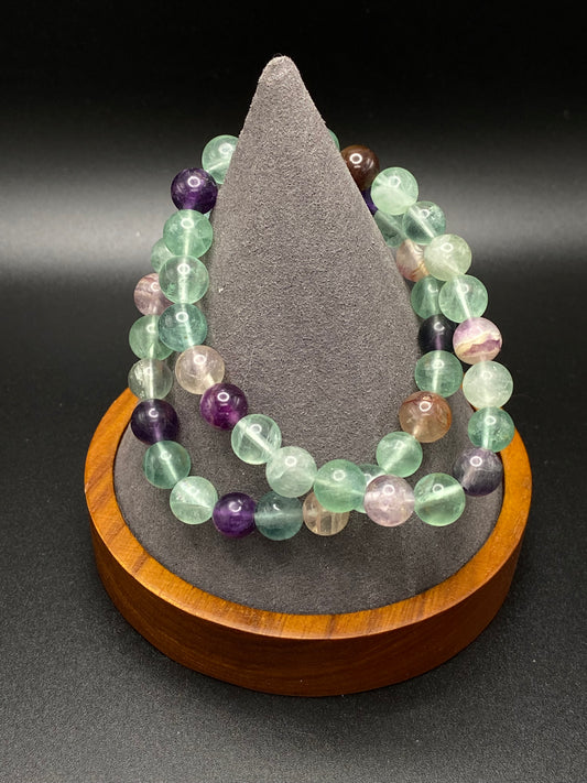 A+ Rainbow Fluorite 8mm Bead Bracelet